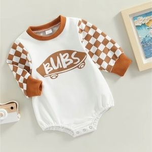Tan checker skater skateboard BUBS Onsie outfit jumper NEW